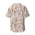 thumbnail image 6 of Lsque Autumn Floral Deer print Men's Cuban Collar Short Sleeve Shirt Summer Beachwear Casual Button Down Fashionable Vacation Leisure Shirt-XX-Large, 6 of 7