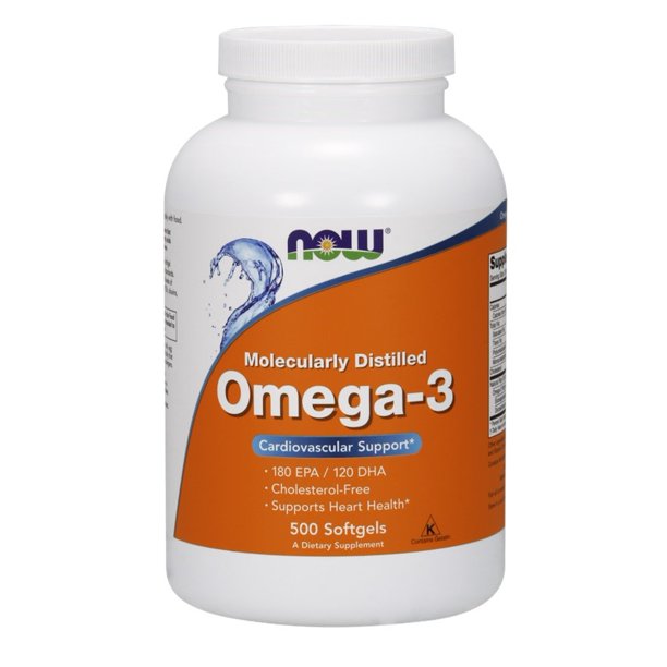 NOW Foods Omega-3 Molecularly Distilled Fish Oil , 500 Softgels-2 Pack ...