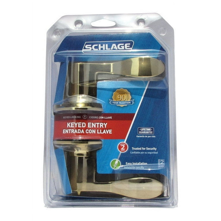 Schlage Accent Bright Brass Entry Lockset ANSI Grade 2 1-3/4 in. Schlage Accent Bright Brass Entry Lockset ANSI Grade 2 1-3/4 in.