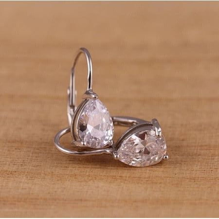 Teardrop 3Ct Pear Cut CZ Solitaire Dangle Women's Earrings 925 Sterling Silver