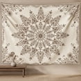thumbnail image 4 of Boho Floral Mandala Wall Hanging Tapestry, Beige Bohemian Flower Hippie Indian Style Aesthetic Tapestry for Bedroom Living Room Dorm Indoor Wall Decor, 4 of 9