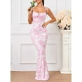 thumbnail image 6 of Women'S Summer Floral Bodycon Maxi Dress Spaghetti Strap Sleeveless Bohemian Maxi Dress Pink S, 6 of 8