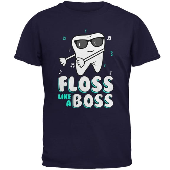 Flossing Tooth Dance Dentist Mens T Shirt Navy MD