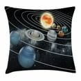 thumbnail image 1 of Galaxy Throw Pillow Cushion Cover, Solar System All Eight Planets and the Sun Pluto Jupiter Mars Venus Science Fiction, Decorative Square Accent Pillow Case, 18 X 18 Inches, Black Grey, by Ambesonne, 1 of 2