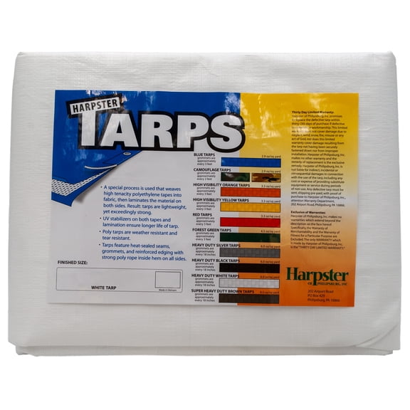 Harpster Tarps 20' x 40' Heavy Duty White 6 oz. Poly Tarp 12 Mil