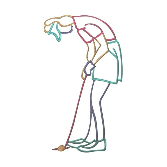 ID 5042 Woman Golfer Outline Large Patch Golf Hobby Embroidered Iron On Applique