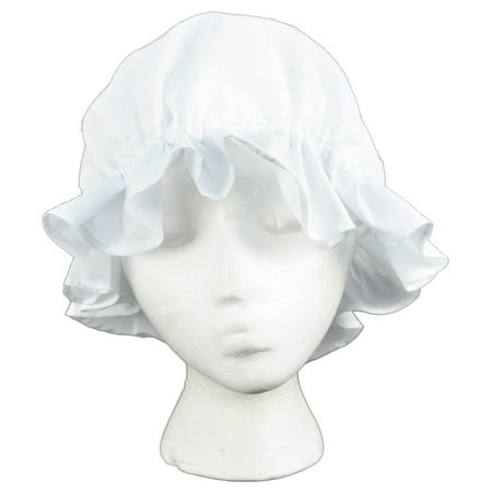 colonial amish mob cotton hat womens white bonnet poor girl, maid, or pilgrim costume