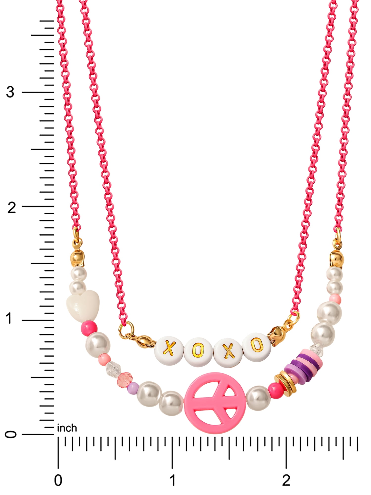 Justice, Girl's/ Tween Peace XOXO, Peace Layer Necklace Set, Set of 2