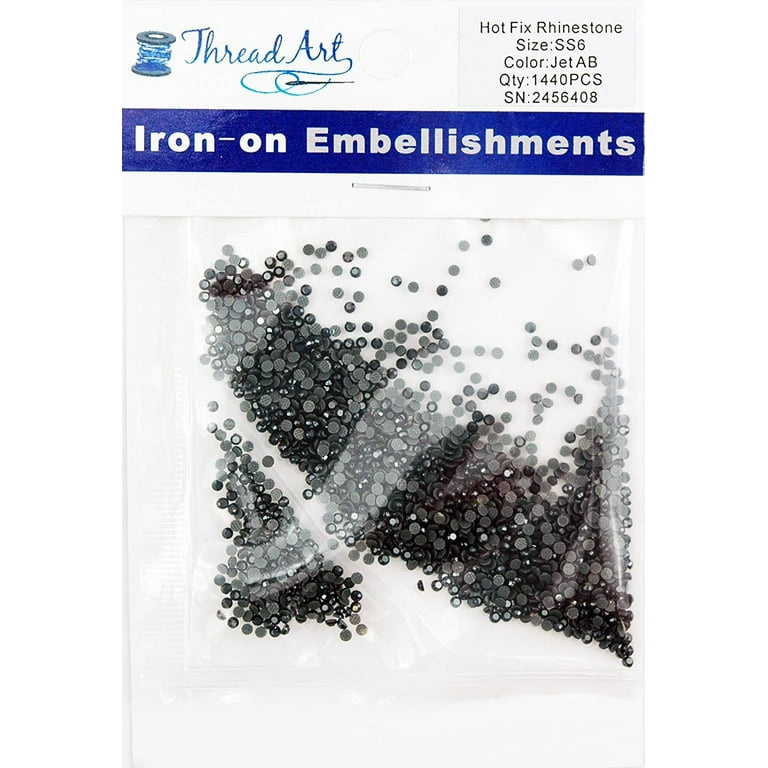 Hot Fix Rhinestones by Threadart SS10 (3mm) - Black Diamond - 10 Gross  (1440 stones/pkg) Hotfix - 5 Sizes and 32 Colors Available 