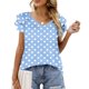 thumbnail image 4 of Camisas de Cuello de Tripulación de Manga Corta para las Mujeres Plisado Mangas de Ruffle, Cuello Redondo Casual Primavera Y Blusa de Verano, 4 of 5