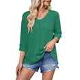 thumbnail image 5 of Chemise Boutonnée Colorée pour Femme, Tunique à Manches Courtes avec Poche, Chemise de Travail Décontractée à Col, Haut Boutonné Coupe Décontractée pour l'Automne, Blouse à Manches Courtes Confortable et Stylée, 5 of 5