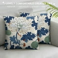 thumbnail image 3 of JRXY  Throw Pillow Cover Blue Oriental with Japanese Chrysanthemums Inscription Autumn Garden of Green Asian Decorative Pillow Case Home Decor Square Pillowcase White, 3 of 5