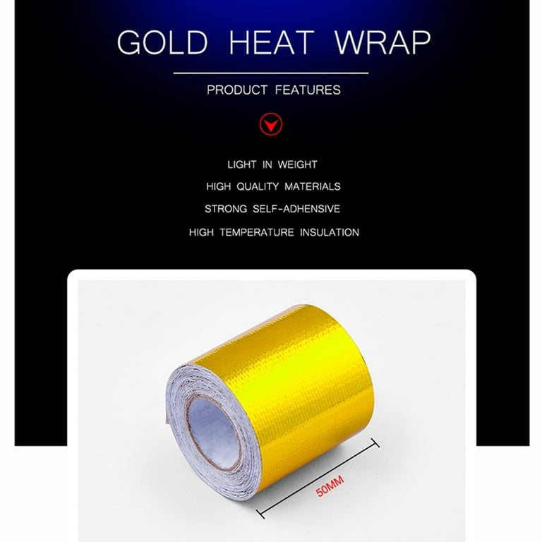 3X Thermal Tape Intake Heat Insulation Wrap Reflective Heat Self Adhesive Engine, Men's, Size: 3XL, Gold