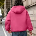 thumbnail image 5 of FRSASU Ladies' Casual Solid Color Cotton Jacket Long Sleeve Fashion Hooded Coat Top Hot Pink, 5 of 9
