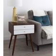 thumbnail image 2 of Kate and Laurel Finco Side Table with 2 Drawers, Walnut Brown and White, 2 of 2
