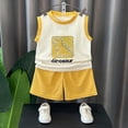 thumbnail image 5 of NAISIBABY Boys Outfit Sets, Summer Graphic Sleeveless ank Tops and Shorts Loose Casual Clothes 2-Piece Yellow 9T, 5 of 5