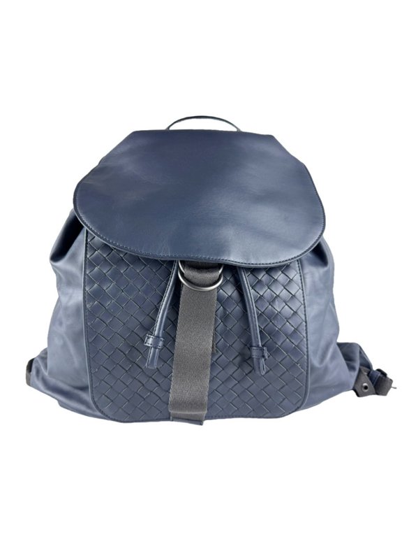 Pre-Owned Bottega Veneta backpack, Intrecciato leather, navy, men's, z9281