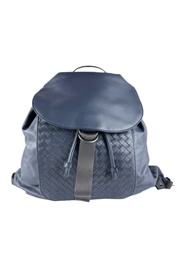 Pre-Owned Bottega Veneta backpack, Intrecciato leather, navy, men's, z9281