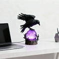 thumbnail image 2 of Gothic Style Mysterious Crow LED Light Sculpture - Luminous Shatterproof Sphere Illuminated Decor, Warm Glow with Timer Function for Gothic Home, Halloween & Themed Parties, A, 2 of 6