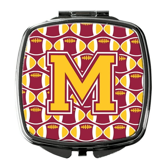 Letter M Football Maroon and Gold Compact Mirror