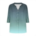 thumbnail image 6 of Jsaierl Tops for Women 3/4 Sleeve Cotton Linen Casual Button Up V Neck Shirts Cute Print Ladies Blouses Classic T-shirts Top S-2XL, 6 of 6