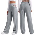 thumbnail image 2 of Sweatpants Women Wide Leg Baggy Running Sweat Pants Lounge Pants Cozy Soft Breathable Athletic Joggers with Pockets Gray M, 2 of 5