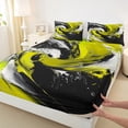 thumbnail image 3 of Feelyou Yellow Oil Printing Queen Sheet Sets, Modern Fashion Artwork Flat Sheet, Teen Kid Adult Queen Fitted Sheet, Breathable Home Decor, 4pcs, 3 of 7