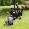 thumbnail image 4 of Ucades Wagon Stroller for 4 Kids, Foldable 4-Seater Stroller Wagon with Removable Canopy, Snack Tray, Convertible Seats, 5-Point Harness, Dual Adjustable Handles, All-Terrain PU Wheels, Black, 4 of 10