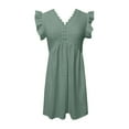 thumbnail image 3 of WILLBEST Vestido Informal De Color Liso Para Mujer, Con Mangas Colgantes De Encaje Y Minivestido, 3 of 3