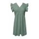 thumbnail image 4 of Vestido informal de color liso para mujer con mangas colgantes de encaje y mini falda - Poliéster, diseño con volantes y cuello en V, apto para mujeres embarazadas, 4 of 4
