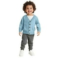 thumbnail image 3 of HNMKIU Classic V-Neck Button Front Cardigan Knit Sweater for Girls and Boys Comfortable Open Front Coat for Kids Cardigan Sweater Z01_Light Blue,2-3Years, 3 of 8