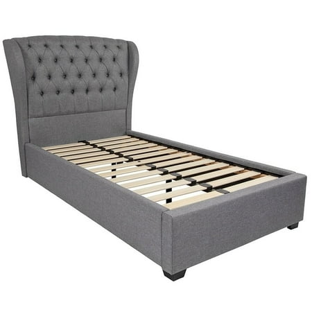 BSD National Supplies Ventura Twin Size Light Grey Wingback Button Tufted Platform Bed - Walmart.com