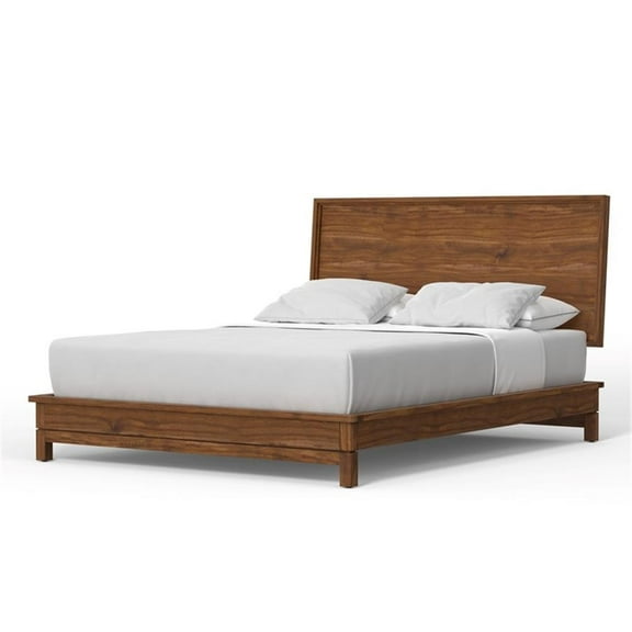 Pemberly Row Modern Queen Platform Bed in Honey Maple (Brown)