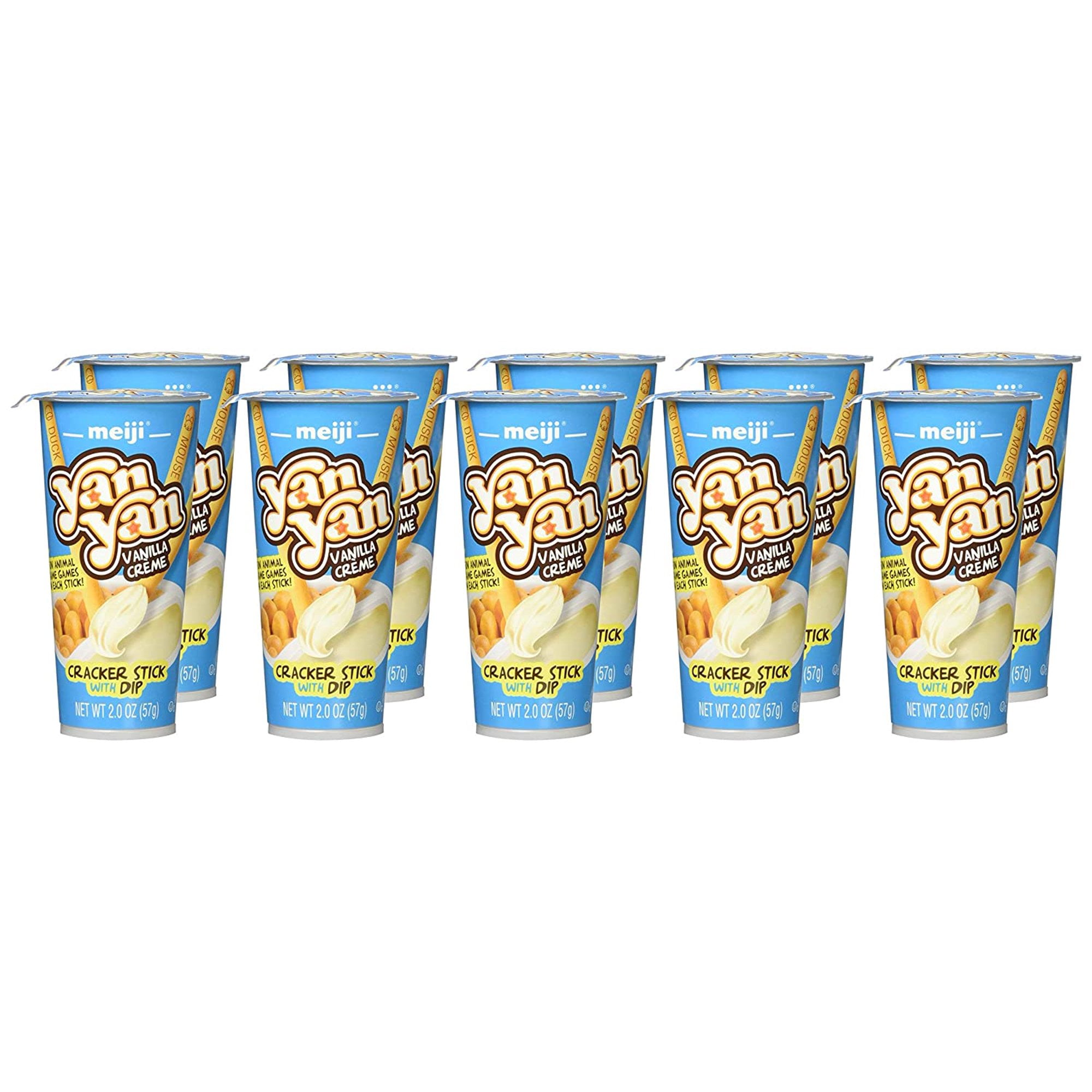 Meiji Yan Yan Vanilla Crème Dip Snack Sticks, 10 Pack Box, 2 oz Each