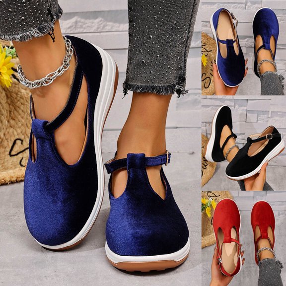 LangJing Sandals Womens Summer Wedge Sandals Comfortable Walking Shoes Fashion Closed Toe Mary Jane Style Loafer Sneaker 2026 Blue,39