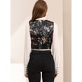 thumbnail image 5 of DARING DIVA Women's Floral Button Closure Cropped Satin Waistcoat M Black, 5 of 6