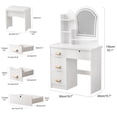 thumbnail image 2 of Eonox Makeup Vanity Desk with LED Lighted Mirror, Vanity Table with 4 Drawers & Open Shelves, Contemporary Dressing Table Set with Stool for Bedroom, 2 of 7