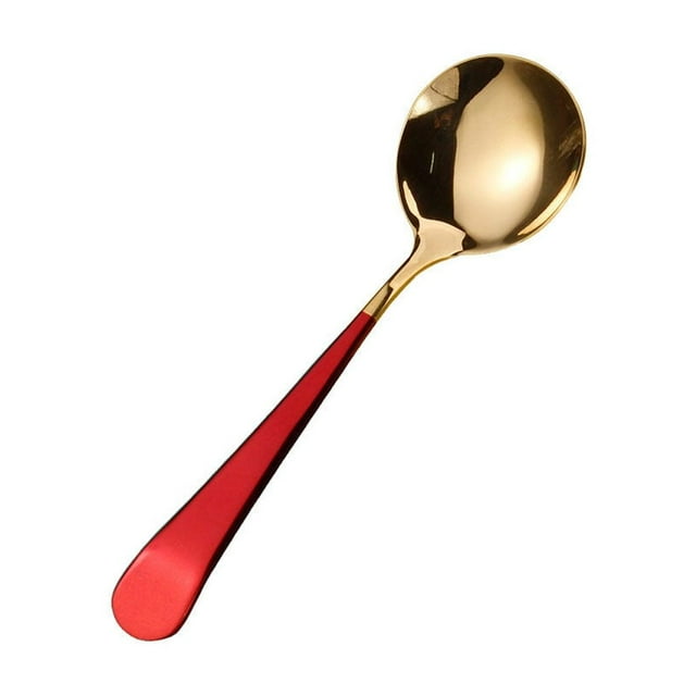 Spoon Stainless Rounded Edges Long Handle Spoons Handles Reusable Care Spoon Care Sifter Restaurant Kitchen Tools Soup Porridge Red