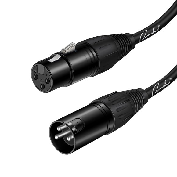 Ranch XLR Cable 25ft Male to Female Balanced 3 PIN Microphone Cable for Professional Audio Applications Like Speaker and PA System - Black