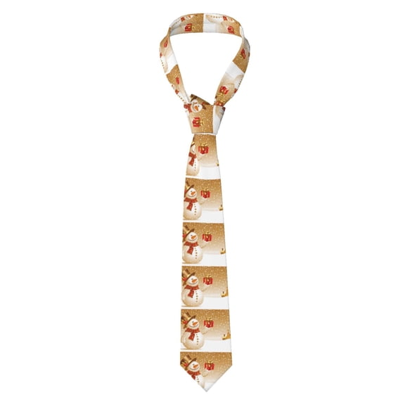 Naloa Christmas Snowman Gift Print Solid Color Tie Formal Necktie for Men，Suitable for business, daily life, work
