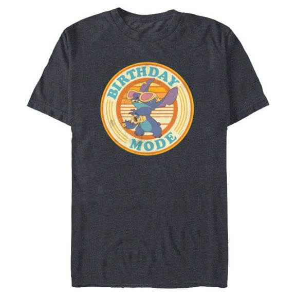 Disney Lilo & Stitch Retro Distressed Ukelele Birthday Mode - Short Sleeve Blended T-Shirt for Adults - Customized-Navy Heather
