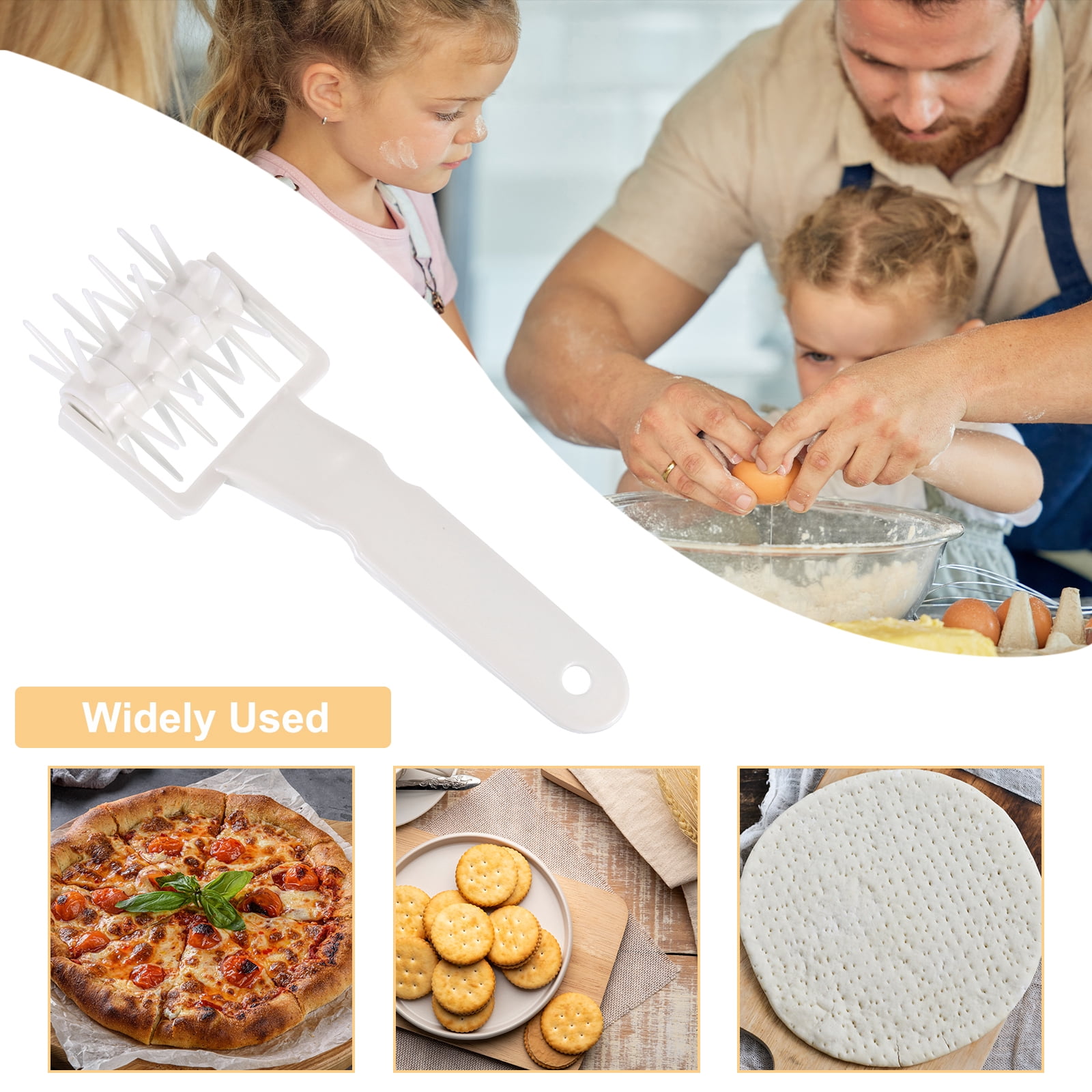 Unique Bargains Pizza Dough Docker Roller Plastic Wheel for Baking 7.9"