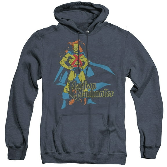 DC Comics Martian Manhunter Adult Heather Hoodie Sweatshirt Navy