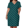 thumbnail image 3 of Vestido holgado con bolsillos y estampado de mosaico de cinta verde azulado para mujer, novedades de verano 2025, ropa para mujer., 3 of 7