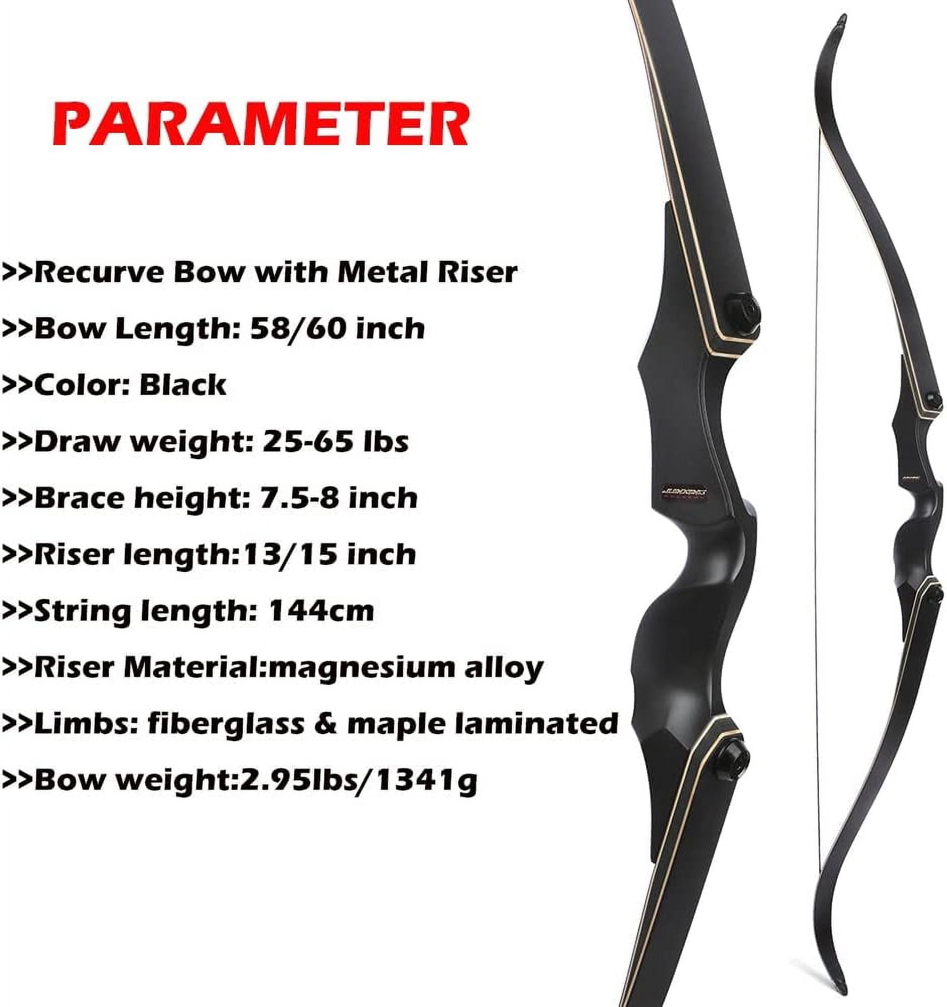 JUNXING F171 58 Inch Archery Takedown Recurve Bow and Arrow Set for Adults/Youth 25-65Lbs American Hunting Bow Metal Riser Right Handed for Hunting Targeting Shooting