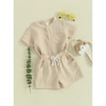thumbnail image 3 of Suealasg Toddler Boy Clothes Set Solid Color Short Sleeve Pocket T-Shirt with Elastic Waist Shorts 2Pcs Kids Boys Summer Beach Outfits, 3 of 9