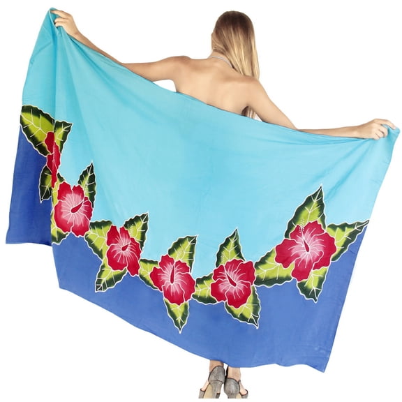 HAPPY BAY Women's Bikini Beachwear Sarong Coverups Swim Cover up Summer Wraps Skirt Swimwear Beach Wrap Skirts for Women One Size Turquoise, Floral
