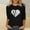 #448-Black, variant on Wowcloth Ladies' Hearted-Printed Round Neck Three Quarter Sleeve 3/4 Sleeve T-shirt Loose