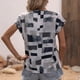 thumbnail image 5 of Camiseta informal de cuello redondo transpirable para mujer, gris claro, talla M, camiseta de manga corta con estampado geométrico de verano, 5 of 7