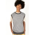 thumbnail image 2 of Charcoal Trippy Checker Sweater Vest - Trendy Men's Knitwear, 2 of 4